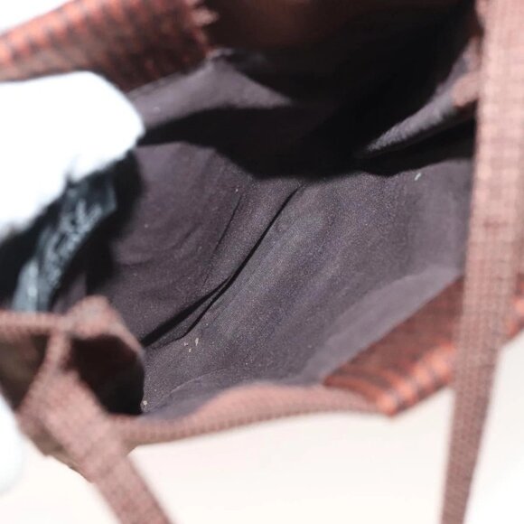 HERMES Her Line Shoulder Bag Canvas Brown Auth 134458 - Picture 11 of 16